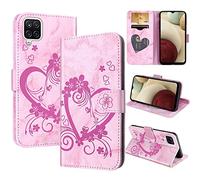 CASAFUNY Coque pour Samsung Galaxy A12 /M12, Rose | Housse Etui Portefeuille Protection Housse avec Porte Cartes Stand Fonction Fermeture Magnétique Etui à Rabat pour Galaxy A12