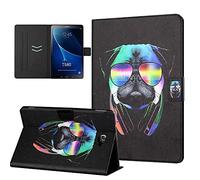 CasaFuny Coque pour Samsung Galaxy Tab A6 10.1" Folio Case Cover Tablette Housse avec Fonction Auto Réveil/Sommeil PU Cuir Étui pour Samsung Galaxy Tab A 10.1" 2016 SM-T580/SM-T585,Chien