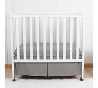 CaSaJa Mini jupe de berceau plissée en microfibre douce aspect soie avec plate-forme durable pour berceaux portables et mini 61 x 96,5 cm, 30,5 cm, volants généreux, lavable en machine, gris