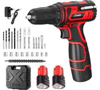 Casals - Marteau perforateur 12V |1400 RPM| 2 batteries |2.0 Ah Long Life Battery | Gâchette électronique | 15 mèches + 9 clés + 2 embouts + tige flexible + adaptateur hexagonal + sac de transport