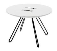 CASAMANIA table basse TWINE TABLE (Ø 50 cm plateau blanc / Structure noire - MDF et Métal)