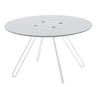 CASAMANIA table basse TWINE TABLE (Ø 70 cm plateau blanc / Structure blanche - MDF et Métal)