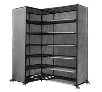 Casâme Calicosy Armoire à Chaussures d'angle - pour 30 Paires de Chaussures - en Intissé et Tubes Métal - Style Classique - pour Chambre, Dressing, Entrée, Garage - L(60+30) x l30/30 x H107cm