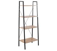 CASÂME Étagère de Rangement Lexie - 4 Niveaux - Métal noir et Imitation Chêne - Style Industriel - Meuble de Rangement - Pour Salon - Chambre - 60 x 32,5 x H148 cm
