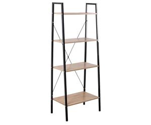 CASÂME Étagère de Rangement Lexie - 4 Niveaux - Métal noir et Imitation Chêne - Style Industriel - Meuble de Rangement - Pour Salon - Chambre - 60 x 32,5 x H148 cm