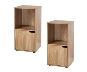 Casâme Lot de 2 étagères 2 Cases décor Bois 1 Porte