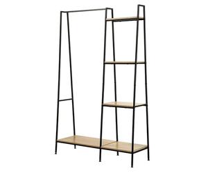 Casâme - Penderie d'Entrée 1 Tablette Basse - avec Tringle et 4 Étagères de Rangement - Meuble d'entrée - Décor Chêne - Style Industriel - L 101 x P 35 x H 160 cm