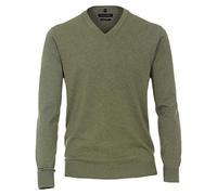 CASAMODA 004430 Pull pour homme avec col en V Couleur unie Taille élastique, olive, XXXXXL