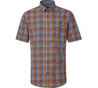 CASAMODA Hommes Chemise de loisirs manches courtes Button-Down Comfort-Fit Orange à carreaux M