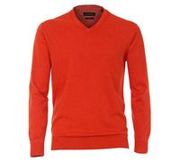 CASAMODA Pull à col en V pour homme - Couleur unie - Taille élastique - 004430, Orange clair, XXXXL