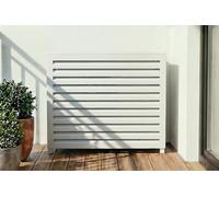 Casanoov Cache Climatiseur Extérieur 102 x 99 x 49 - ANETO - Aluminium Blanc - Lames Réversibles - Ventilation Optimale - Fixation Murale Ou Sol - Certification Qualicoat - Kit Complet Inclus