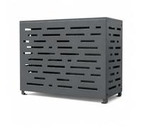 Casanoov Cache Climatiseur Exterieur Amaro Arlberg Taille S - 90 x 68 x 60 cm - Acier Gris Anthracite Motif Lignes - Protection Solide Élégante Design Unité Extérieure Pompe À Chaleur Durable