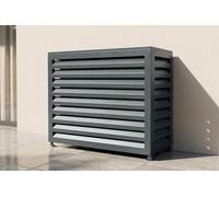 Casanoov Cache Climatiseur Exterieur Amaro Taille M 105 x 84 x 65 cm - Acier Gris Anthracite Lames Persiennes - Protection Robuste Habillage Design Unité Extérieure Pompe À Chaleur Clim Condenseur