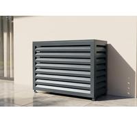 Casanoov Cache Climatiseur Exterieur Amaro Taille S - 90 x 68 x 60 cm - Acier Gris Anthracite Lames Persiennes - Protection Robuste Solide - Design Unité Extérieure Pompe À Chaleur Monobloc Clim PAC