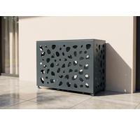Casanoov Cache Climatisseur Extérieur Amaro Sunny Taille S 90 x 68 x 60 cm - Acier Gris Anthracite Motif Galets - Protection Solide Élégante Design Unité Extérieure Pompe À Chaleur Durable