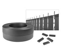 CASANOOV - Kit de lamelles occultantes PVC souple BALDO L.200m x l.4,6cm - Gris anthracite RAL7016 - 400 clips inclus - Brise-vue flexible pour clôture rigide - Pose facile et protection anti-UV