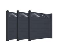 Casanoov Lot de 3 clôtures aluminium 1,9m VELETA H.170cm gris u