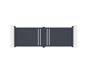Casanoov Pack portail battant 3,5x1,2m GIONA + Portillon GIONA H.1,2m gris