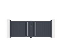 Casanoov Pack portail battant 3x1,2m GIONA + Portillon GIONA H.1,2m gris
