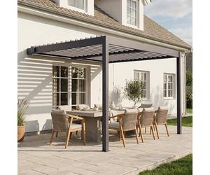 Casanoov Pergola Bioclimatique Adossée Piana 3x2,5m Aluminium Gris Anthracite RAL 7016 - Lames Orientables 0 à 110° Acier - Protection Terrasse 7,8m² - Résistance Vent 70 km/h - Manivelle Incluse