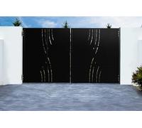 Casanoov Portail acier battant 3,5m NALI VELETA H.200cm noir mat