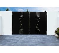 Casanoov Portail acier battant 3m NALI VELETA H.200cm noir mat