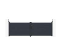 Casanoov Portail battant 3,5m EIGER H.115cm + Portillon 1m EIGER H.115cm aluminium gris