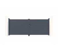 Casanoov Portail battant 3,5m EIGER H.140cm alu gris + 2 poteaux 20x20cm H.166cm
