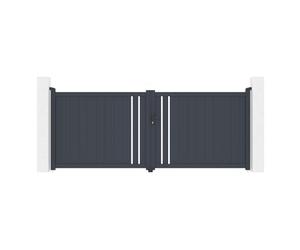 Casanoov Portail battant 3,5m GIONA H.140cm alu gris + Portillon 1M CIMONE H.140cm alu
