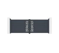 Casanoov Portail battant 3,5m SUNNY H.120cm gris + Portillon aluminium gris 1m SUNNY H.120cm