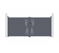 Casanoov Portail battant 3,5m VELETA H.160cm + 2 poteaux H.190cm aluminium gris