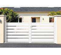 Casanoov Portail battant 3,5m VOGEL H.120cm alu blanc + 2 poteaux 15x15cm H.166cm BLANC