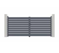 Casanoov Portail battant 3,5m VOGEL H.180cm alu gris + 2 poteaux 20x20cm H.190cm