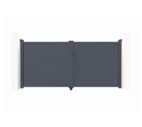 Casanoov Portail battant 3m EIGER H.160cm + Portillon 1m EIGER H.160cm aluminium gris