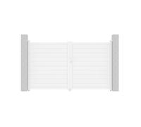 Casanoov portail battant 3m eiger h.180cm + 2 poteaux h.190cm aluminium blanc