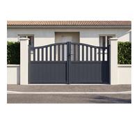 Casanoov portail battant 3m meije h.160cm aluminium gris + 2 poteaux eifel 15x15cm h.190cm gris