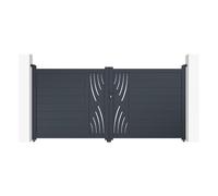 Casanoov Portail battant 3m VELETA H.140cm + Portillon 1m VELETA H.140cm aluminium gris
