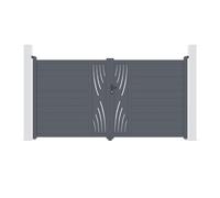 Casanoov Portail battant 3m VELETA H.180cm aluminium gris + Portillon 1m VELETA H.180cm + 4 poteaux ELDA