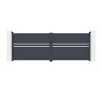 Casanoov Portail battant 4m CIMONE H.140cm alu gris + 2 poteaux 20x20cm H.166cm