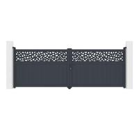 Casanoov Portail battant 4m DOLOMITE RUIVO H.140cm aluminium gris + Portillon 1m DOLOMITE RUIVO H.140cm aluminium gris