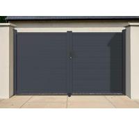 Casanoov Portail battant 4m EIGER H.180cm + 2 poteaux H.190cm aluminium gris