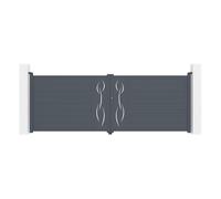 Casanoov Portail battant 4m LIFE H.140cm alu gris + 2 poteaux 20x20cm H.166cm