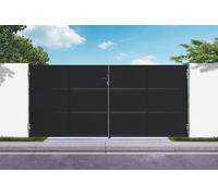 Casanoov Portail battant acier 3,5m NALI H.160cm noir + Portillon H.160cm noir