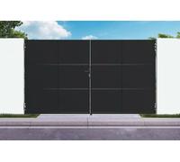 Casanoov Portail battant acier 3,5m NALI H.200cm noir + Portillon H.200cm noir
