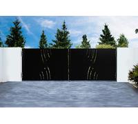 Casanoov Portail battant acier 3,5M NALI VELETA H.120cm Noir mat + 2 poteaux acier DARIO