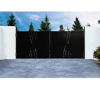 Casanoov Portail battant acier 3,5M NALI VELETA H.140cm Noir mat + 2 poteaux acier DARIO