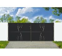 Casanoov Portail battant acier 3,5m NALI VELETA H.140cm noir + Portillon H.140cm noir