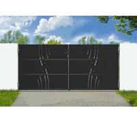 Casanoov Portail battant acier 3,5m NALI VELETA H.160cm noir + Portillon H.160cm noir