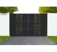 Casanoov Portail battant acier 3m NALI ARLBERG H.180cm noir + Portillon H.180cm noir