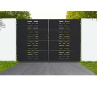 Casanoov Portail battant acier 3m NALI ARLBERG H.200cm noir + Portillon H.200cm noir